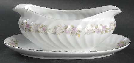 Teahouse Rose Gravy Boat with Attached Underplate