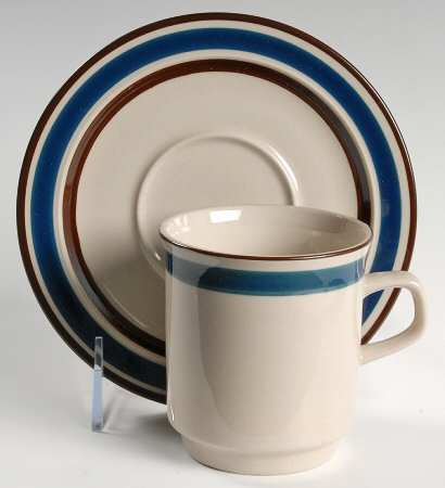 Akey Blue Flat Cup & Saucer Set