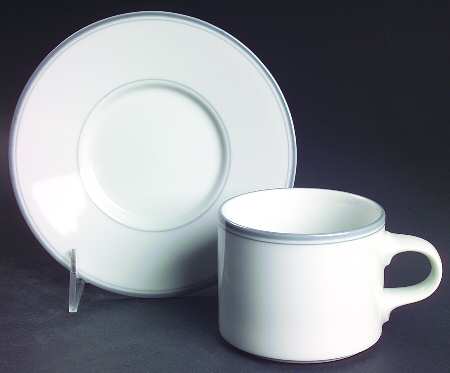Allegro Grey Flat Cup & Saucer Set by Dansk