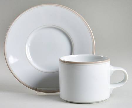 Allegro Taupe Flat Cup & Saucer Set