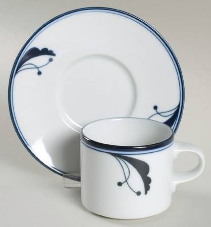 Bayberry Blue (Japan, Portugal) Flat Demitasse Cup & Saucer Set