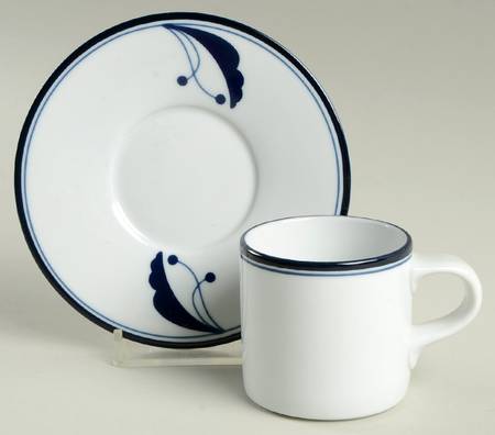 Bayberry Blue (Japan, Portugal) Flat Demitasse Cup & Saucer Set