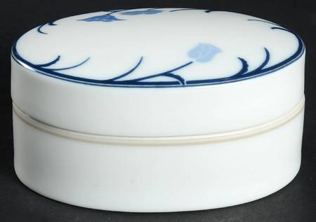 Belles Fleurs Blue Oval Box & Lid