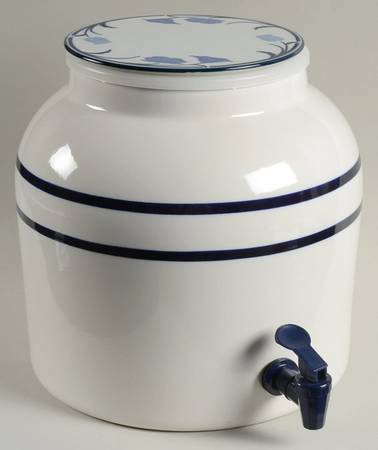 Belles Fleurs Blue Beverage Dispenser & Lid