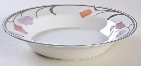 Belles Fleurs Gray Rim Soup Bowl