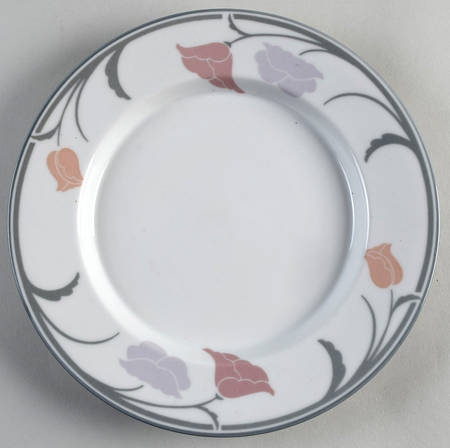 Belles Fleurs Gray Salad Plate