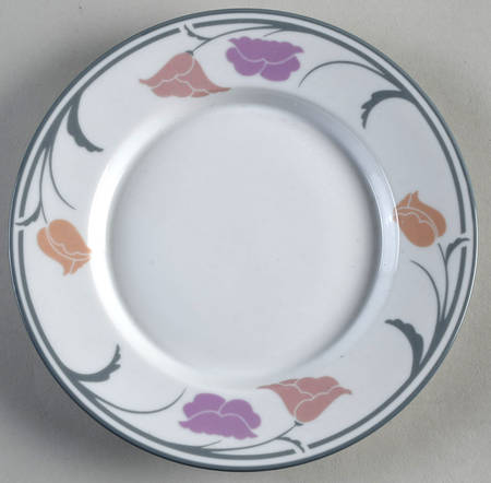Belles Fleurs Gray Bread & Butter Plate