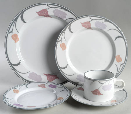 Belles Fleurs Gray 5 Piece Place Setting