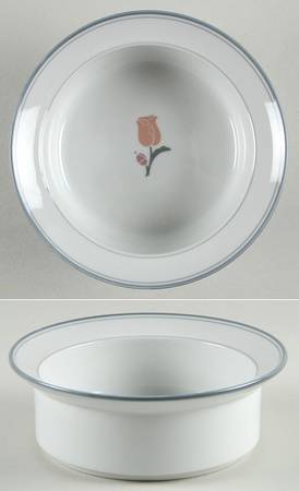 Belles Fleurs Gray Rim Cereal Bowl