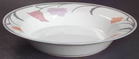 Belles Fleurs Gray Rim Soup Bowl