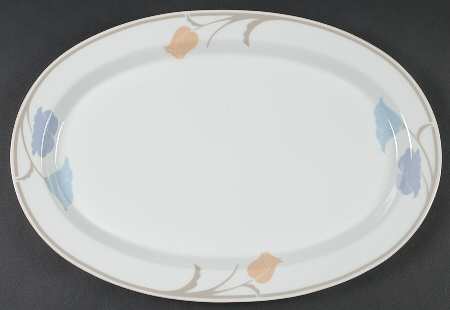 Belles Fleurs Taupe 16" Oval Serving Platter