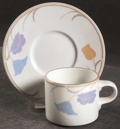 Belles Fleurs Taupe Flat Demitasse Cup & Saucer Set