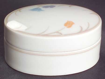Belles Fleurs Taupe Oval Box & Lid by Dansk