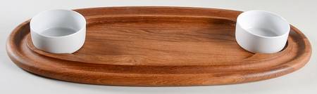 Bisserup White Wood Hostess Tray with 2 Bowls