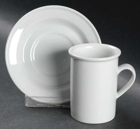 Bisserup White Flat Demitasse Cup & Saucer Set