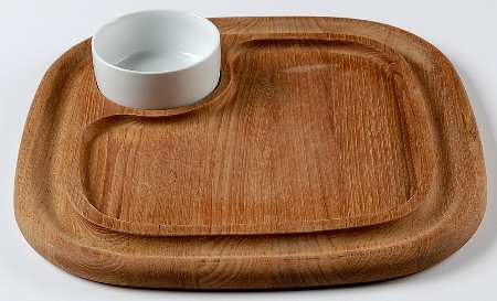 Bisserup White 2 Piece Chip & Dip Set w/Wood Tray