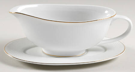 Brocade Gold Gravy Boat & Underplate