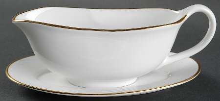 Brocade Gold Gravy Boat & Underplate