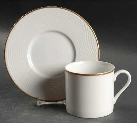 Brocade Gold Flat Cup & Saucer Set