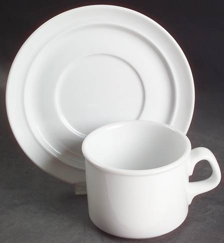 Cafe Blanc (Rim) Flat Cup & Saucer Set