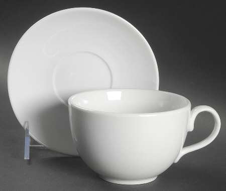 Cafe Blanc (Rim) Flat Cup & Saucer Set