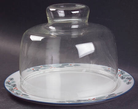 Christmas Cheese Dish W/Glass Dome
