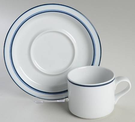 Christianshavn Blue Flat Cup & Saucer Set