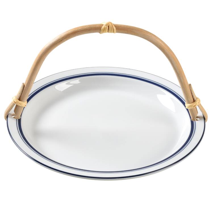 Christianshavn Blue 5 3/8"-5 5/8" Bamboo Handled Serving Plate  HC