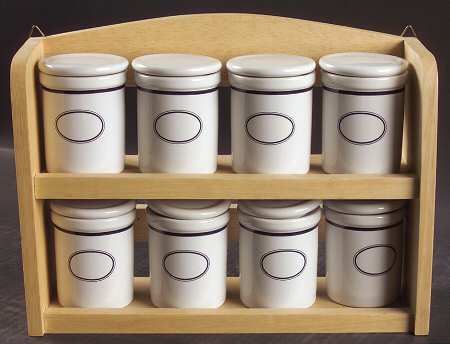 Christianshavn Blue Spice Jar Set with Wood Stand