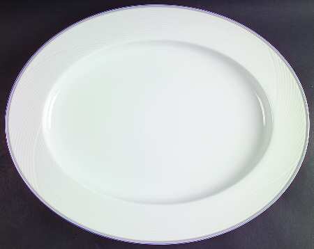 Damask Blue 17" Oval Serving Platter
