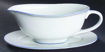 Damask Blue Gravy Boat & Underplate
