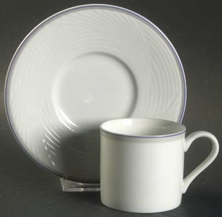 Damask Blue Flat Demitasse Cup & Saucer Set