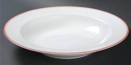 Damask Red Large Rim Soup Bowl