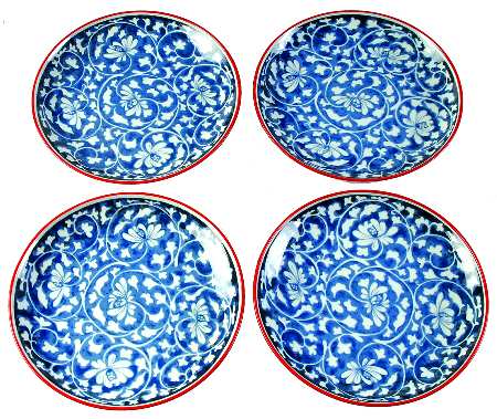 Damask Red Accent Salad Plate - Set of 4