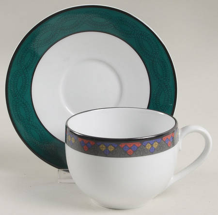 Emerald Braid Flat Cup & Saucer Set