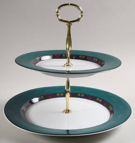 Emerald Braid 6 5/8"-10"  2 Tiered Serving Tray (Dp, Sp) HC
