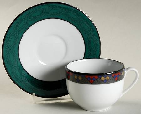 Emerald Braid Flat Demitasse Cup & Saucer Set
