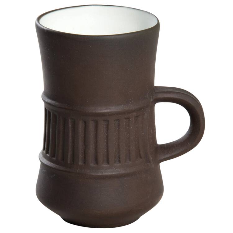 Flamestone Fluted Brown (Older) Flat Demitasse Cup