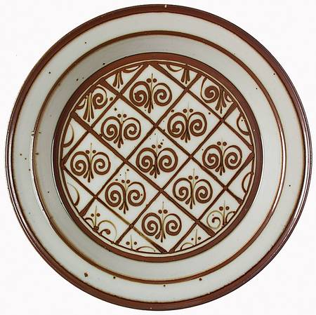 Fleur De Lis Brown 13" Deep Round Platter