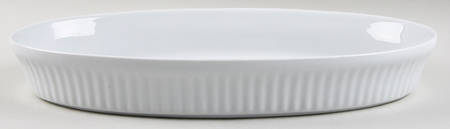 Fluted White Cafe 16" Oval Baker