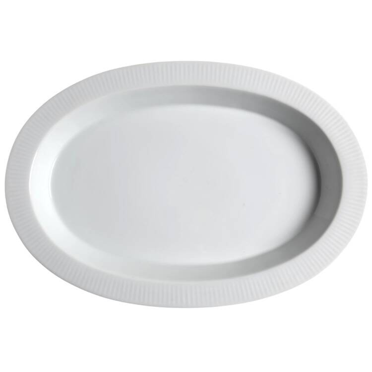 Fluted White Cafe 16" Oval Serving Platter