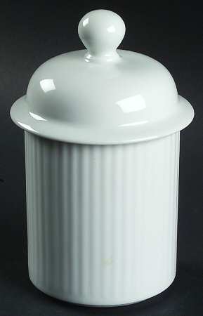 Fluted White Cafe Sugar Bowl & Lid