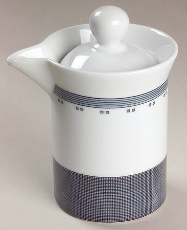Gridworks Blue (Bands and Squares Rim) Creamer & Lid