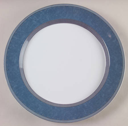 Gridworks Blue (Bands and Squares Rim) 13" Chop Plate (Round Platter)