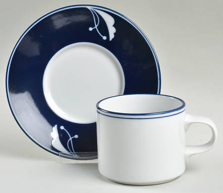 Indigo Flat Cup & Saucer Set