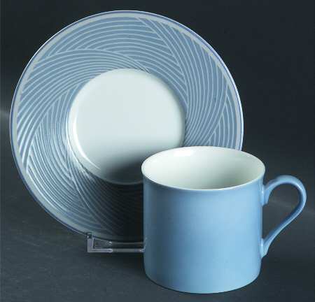 Jacquard Blue Flat Cup & Saucer Set