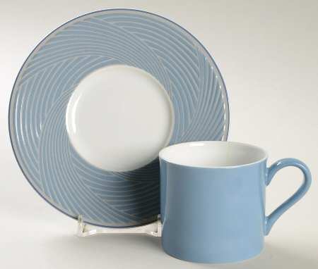 Jacquard Blue Flat Demitasse Cup & Saucer Set