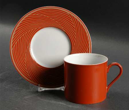 Jacquard-Red Flat Cup & Saucer Set