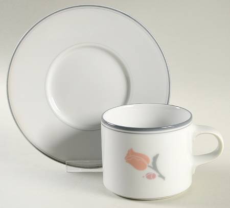 La Tulipe Grey Flat Cup & Saucer Set by Dansk