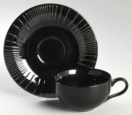 Linea Black Flat Cup & Saucer Set